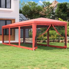 Carpa para fiestas con 8 paredes de malla HDPE rojo 3x9 m de , Carpas y cenadores - Ref: Foro24-319245, Precio: 163,04 €, Des...