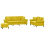 Juego de sofás con cojines 3 piezas terciopelo amarillo de , Sofás - Ref: Foro24-3202286, Precio: 559,55 €, Descuento: %