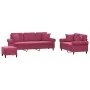 Three-piece velvet burgundy sofa set with cushions by , Sofas - Ref: Foro24-3202284, Price: 627,06 €, Discount: %