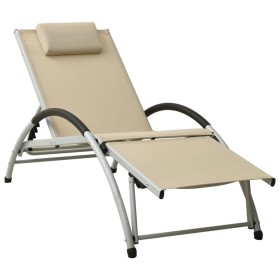 Tumbona con cojín de textilene crema de vidaXL, Tumbonas - Ref: Foro24-310530, Precio: 172,61 €, Descuento: %
