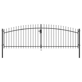 Double gate for fence with spear tips 400x175 cm by , garden gates - Ref: Foro24-145739, Price: 193,24 €, Discount: %