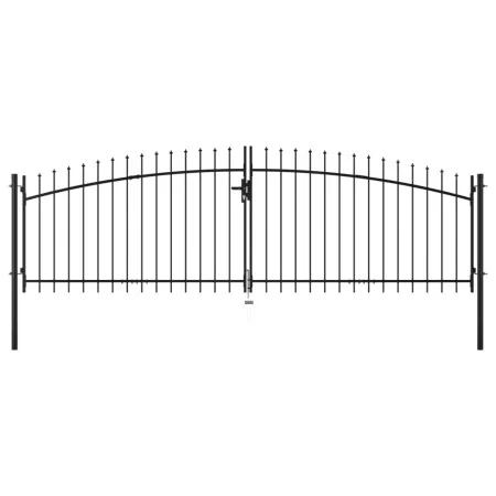 Double gate for fence with spear tips 400x175 cm by , garden gates - Ref: Foro24-145739, Price: 193,24 €, Discount: %