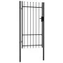 Black steel fence panel with a gate and spikes, 1x1.75 m. by , garden gates - Ref: Foro24-145745, Price: 136,52 €, Discount: %