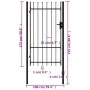 Black steel fence panel with a gate and spikes, 1x1.75 m. by , garden gates - Ref: Foro24-145745, Price: 136,52 €, Discount: %