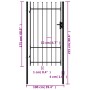 Cancela de valla con una puerta y puntas acero negro 1x1,75 m de , Puertas de jardín - Ref: Foro24-145745, Precio: 142,57 €, ...