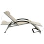 Tumbona con cojín de textilene crema de vidaXL, Tumbonas - Ref: Foro24-310530, Precio: 172,61 €, Descuento: %
