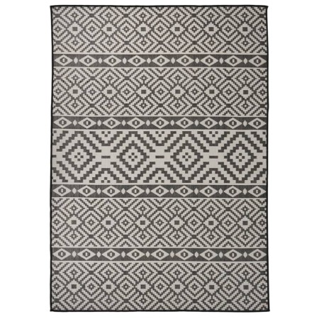 Alfombra de exterior de tejido plano rayas negras 120x170 cm de , Alfombras - Ref: Foro24-340851, Precio: 37,45 €, Descuento: %