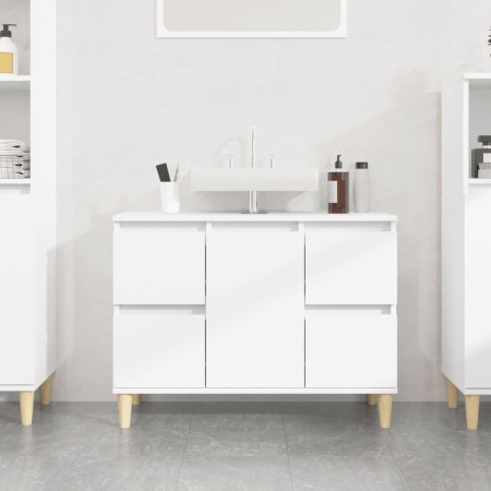 Armario de lavabo madera contrachapada blanco brillo 80x33x60cm de , Tocadores de baño - Ref: Foro24-821270, Precio: 105,54 €...