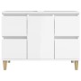 Armario de lavabo madera contrachapada blanco brillo 80x33x60cm de , Tocadores de baño - Ref: Foro24-821270, Precio: 105,54 €...