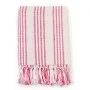Manta a rayas de algodón rosa y blanco 160x210 cm de , Mantas - Ref: Foro24-245325, Precio: 24,28 €, Descuento: %