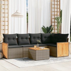 Set de muebles de jardín 6 pzas y cojines ratán sintético gris en Conjuntos de jardín | Comprar online en Foru.es