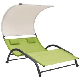 Tumbona doble con toldo textilene verde de vidaXL, Tumbonas - Ref: Foro24-310546, Precio: 218,60 €, Descuento: %