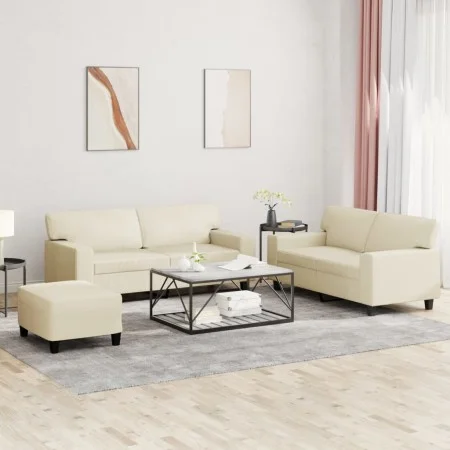 3-piece faux leather sofa set in cream color by , Sofas - Ref: Foro24-3201920, Price: 502,77 €, Discount: %