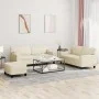 3-teiliges Sofaset aus cremefarbenem Kunstleder. von , Sofas - Ref: Foro24-3201920, Preis: 502,77 €, Rabatt: %