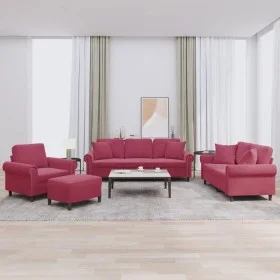 Juego de sofás con cojines 4 piezas terciopelo rojo tinto de , Sofás - Ref: Foro24-3202204, Precio: 835,87 €, Descuento: %
