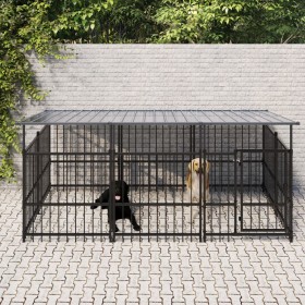 Perrera de exterior con tejado acero 3,75 m² de , Casetas y cercados para perros - Ref: Foro24-3124607, Precio: 407,62 €, Des...
