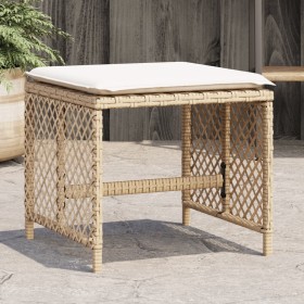 Taburetes de jardín con cojines 4 uds ratán PE beige 41x41x36cm de , Otomanas de exterior - Ref: Foro24-365052, Precio: 100,5...