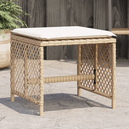 Taburetes de jardín con cojines 4 uds ratán PE beige 41x41x36cm de , Otomanas de exterior - Ref: Foro24-365052, Precio: 100,5...