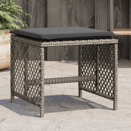 Taburetes de jardín con cojines 4 uds ratán PE gris 41x41x36 cm de , Otomanas de exterior - Ref: Foro24-365050, Precio: 100,0...