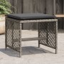 Taburetes de jardín con cojines 4 uds ratán PE gris 41x41x36 cm de , Otomanas de exterior - Ref: Foro24-365050, Precio: 100,0...
