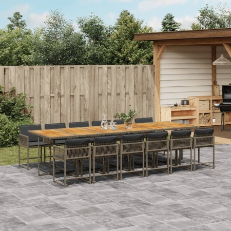 Set comedor de jardín con cojines 13 pzas ratán sintético gris de , Conjuntos de jardín - Ref: Foro24-3211490, Precio: 879,26...