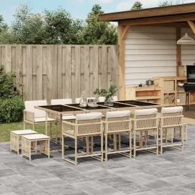 Set comedor de jardín con cojines 13 pzas ratán sintético beige de , Conjuntos de jardín - Ref: Foro24-3211522, Precio: 724,8...