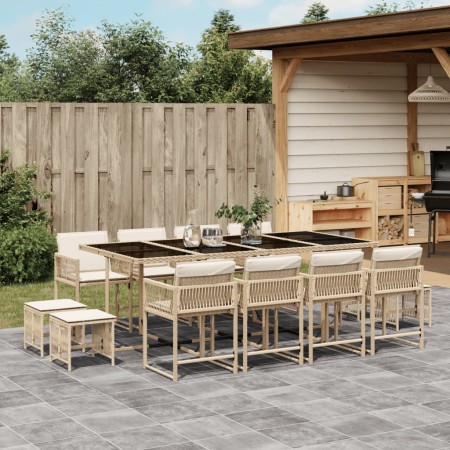 Set comedor de jardín con cojines 13 pzas ratán sintético beige de , Conjuntos de jardín - Ref: Foro24-3211522, Precio: 648,1...