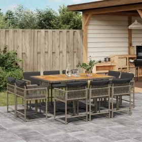 Set de comedor de jardín 11 pzas y cojines ratán sintético gris de , Conjuntos de jardín - Ref: Foro24-3211574, Precio: 681,7...