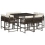 Set comedor para jardín 9 pzas y cojines ratán sintético marrón de , Conjuntos de jardín - Ref: Foro24-3211557, Precio: 424,6...