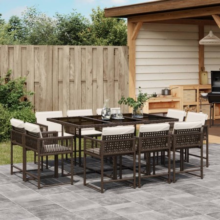 Set comedor de jardín 11 pzas y cojines ratán sintético marrón de , Conjuntos de jardín - Ref: Foro24-3211569, Precio: 557,01...