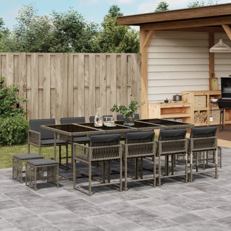 Set comedor de jardín con cojines 13 pzas ratán sintético gris de , Conjuntos de jardín - Ref: Foro24-3211520, Precio: 654,43...