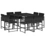 Set de comedor de jardín 9 pzas y cojines ratán sintético negro de , Conjuntos de jardín - Ref: Foro24-3211555, Precio: 419,5...