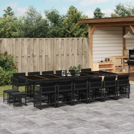Set de muebles jardín 17 pzas con cojines ratán sintético negro de , Conjuntos de jardín - Ref: Foro24-3211723, Precio: 902,0...