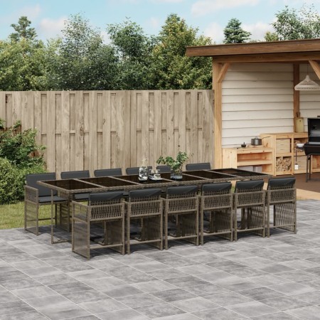 Set comedor de jardín con cojines 13 pzas ratán sintético gris de , Conjuntos de jardín - Ref: Foro24-3211664, Precio: 832,65...