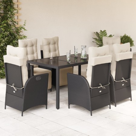 Set de comedor de jardín 7 pzas y cojines ratán sintético negro de , Conjuntos de jardín - Ref: Foro24-3213318, Precio: 851,3...