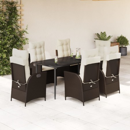 Set comedor de jardín 7 pzas con cojines ratán sintético marrón de , Conjuntos de jardín - Ref: Foro24-3213199, Precio: 846,9...