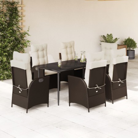 Set comedor de jardín 7 pzas con cojines ratán sintético marrón de , Conjuntos de jardín - Ref: Foro24-3213200, Precio: 846,4...