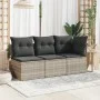 Sofá esquinero de jardín con cojines ratán sintético gris claro de , Sofás de exterior - Ref: Foro24-366175, Precio: 97,04 €,...