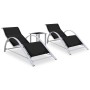 Tumbonas con mesita 2 unidades aluminio negro de vidaXL, Tumbonas - Ref: Foro24-310534, Precio: 205,85 €, Descuento: %