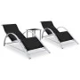 Tumbonas con mesita 2 unidades aluminio negro de vidaXL, Tumbonas - Ref: Foro24-310534, Precio: 214,18 €, Descuento: %