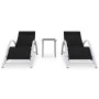 Tumbonas con mesita 2 unidades aluminio negro de vidaXL, Tumbonas - Ref: Foro24-310534, Precio: 214,18 €, Descuento: %