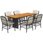 Set de comedor de jardín 7 pzas y cojines ratán sintético negro de , Conjuntos de jardín - Ref: Foro24-3212070, Precio: 671,4...