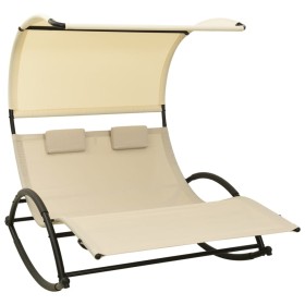 Tumbona doble con toldo textilene color crema de vidaXL, Tumbonas - Ref: Foro24-310548, Precio: 213,63 €, Descuento: %
