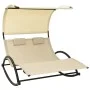 Doppel-Sonnenliege mit Textilene-Markise cremefarben von vidaXL, Liegen - Ref: Foro24-310548, Preis: 220,06 €, Rabatt: %