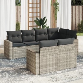 Set de sofás de jardín 7 pzas con cojines ratán PE gris claro de , Conjuntos de jardín - Ref: Foro24-3219202, Precio: 497,30 ...