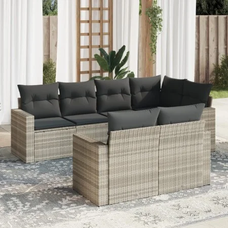 Set de sofás de jardín 7 pzas con cojines ratán PE gris claro de , Conjuntos de jardín - Ref: Foro24-3219202, Precio: 508,02 ...