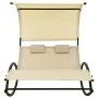 Double sun lounger with cream-colored textilene canopy by vidaXL, Loungers - Ref: Foro24-310548, Price: 220,06 €, Discount: %
