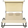 Tumbona doble con toldo textilene color crema de vidaXL, Tumbonas - Ref: Foro24-310548, Precio: 213,63 €, Descuento: %
