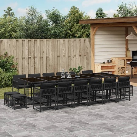 Set de muebles jardín 17 pzas con cojines ratán sintético negro de , Conjuntos de jardín - Ref: Foro24-3211543, Precio: 833,6...