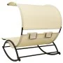 Tumbona doble con toldo textilene color crema de vidaXL, Tumbonas - Ref: Foro24-310548, Precio: 220,06 €, Descuento: %